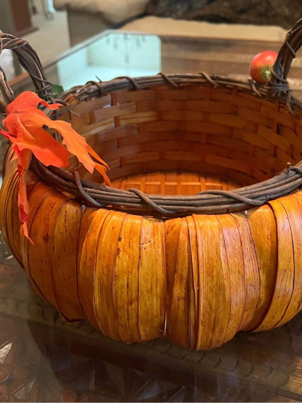 Fall Pumpkin Basket, Thanksgiving Crackers & Faux Gourds